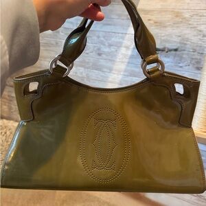 Olive Green Patent Leather Handbag